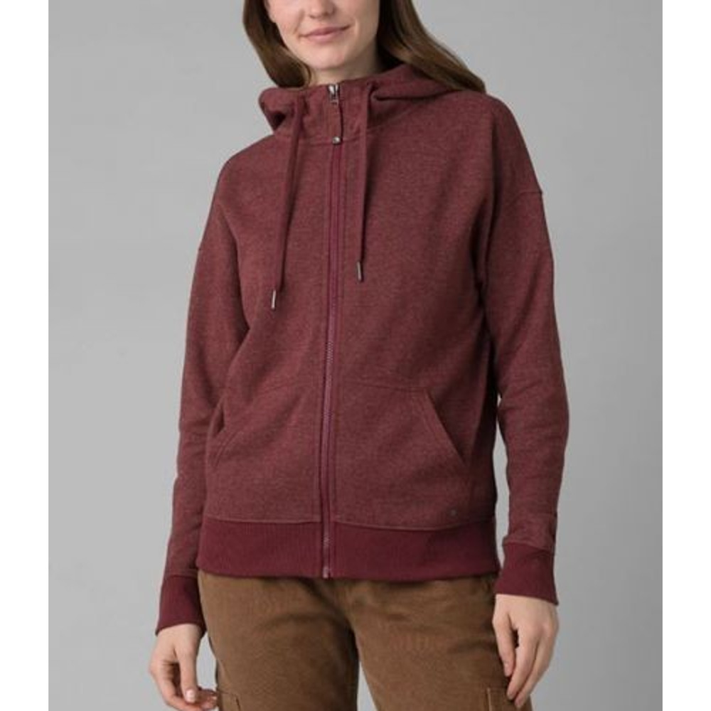 Prana Cozy Up Jacket Women's XL Long Sleeve Full Zip Hoodie Red Hemp Blend Hood